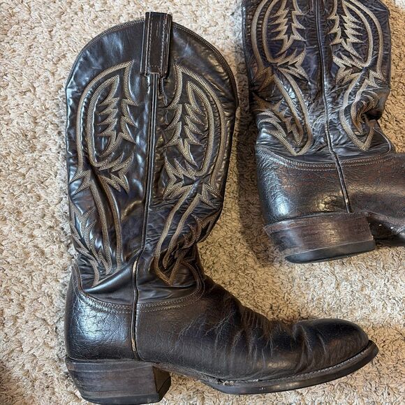 Vintage Tony Lama Black Label Men’s 9.5 D Brown Western Cowboy Boots main image 16